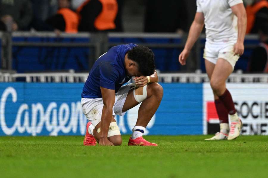 Samoa's Steve Luatua reacts after their elimination from the Rugby World Cup