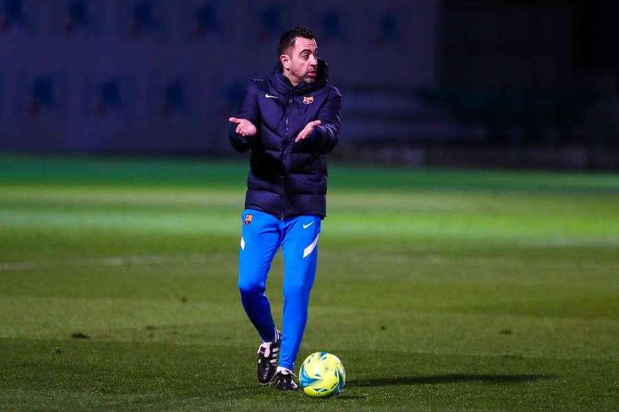 Xavi, en un entrenamiento con el Barcelona 