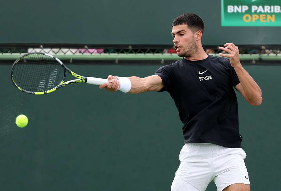 Alcaraz bei einer Trainingseinheit in Indian Wells