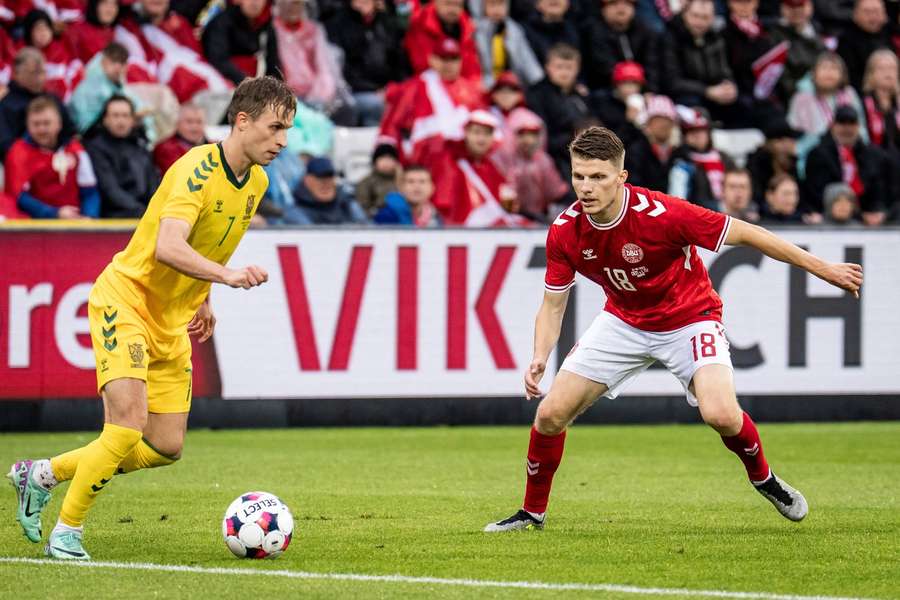Anton Gaaei in action against Ukraine on Thursday night
