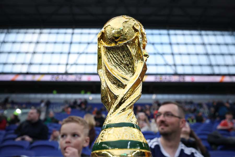 General view of a replica world cup trophy 