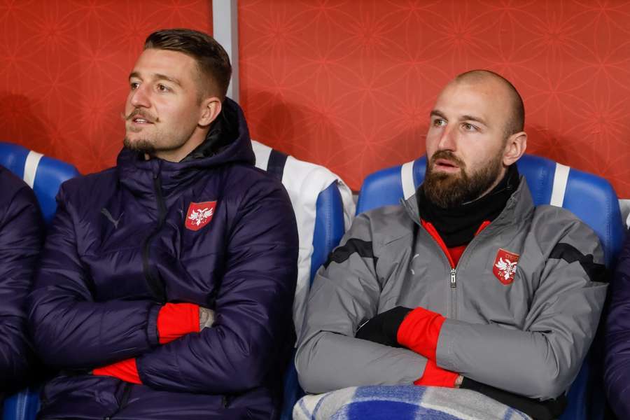 Sergej y Nikola Milinkovic-Savic en el banquillo de Serbia