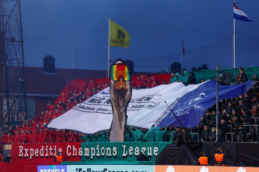 NEC fans' tifo before the game at Bodo/Glimt