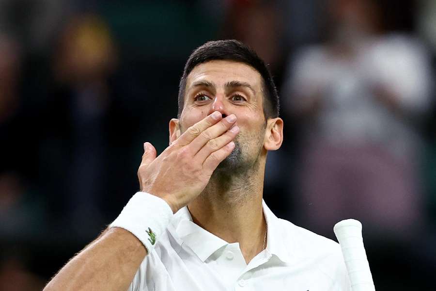 Djokovic celebrates victory 