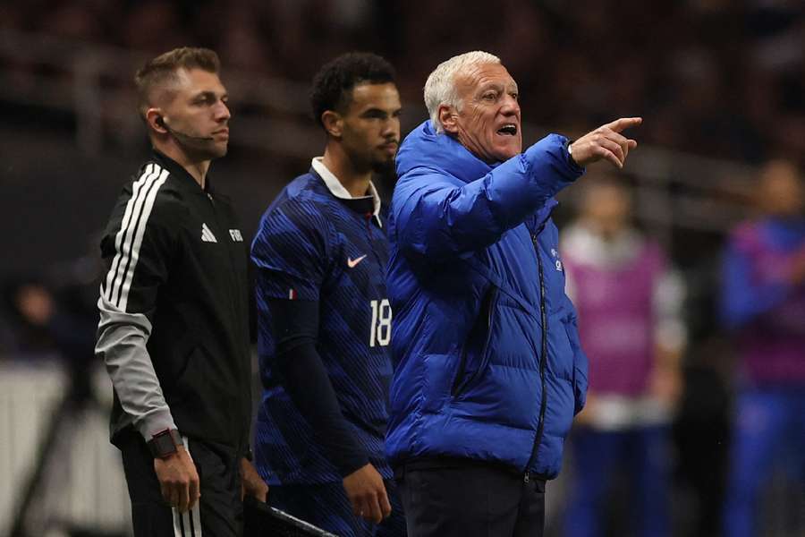 France head coach Didier Deschamps giving orders from the touchline France head coach Didier Deschamps giving orders from the touchline