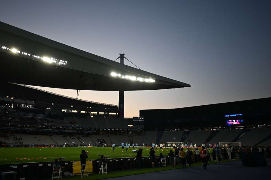 City take part in an open training session at the Ataturk Olympic Stadium 