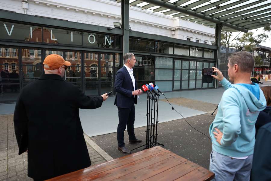 Swans boss Matthew Pavlich speaks briefly to reporters in Sydney on Monday afternoon.