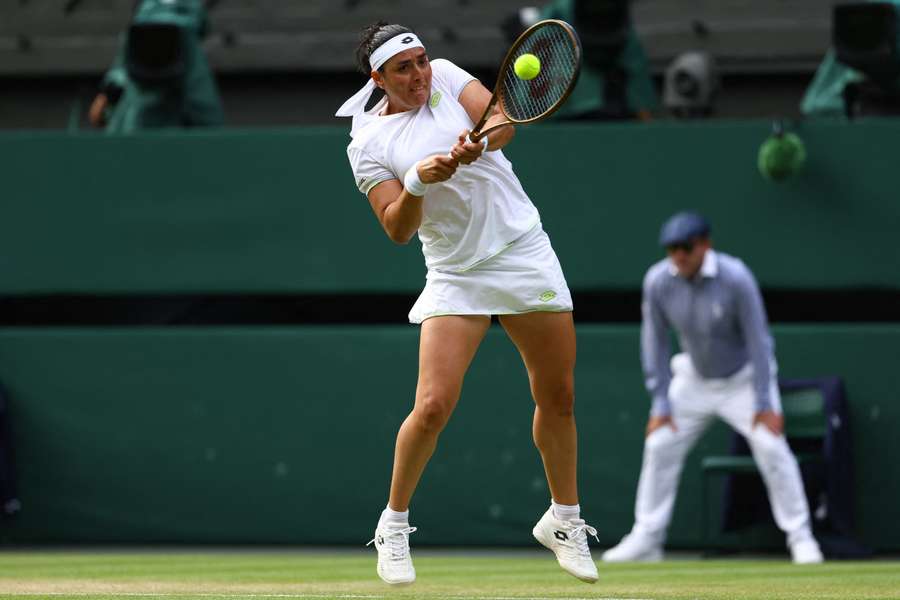 Ons Jabeur in action at Wimbledon