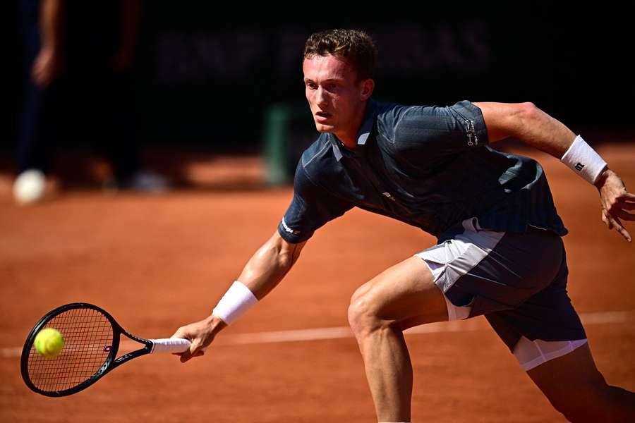 Jiří Lehečka během prvního kola Roland Garros. Jiří Lehečka během prvního kola Roland Garros.
