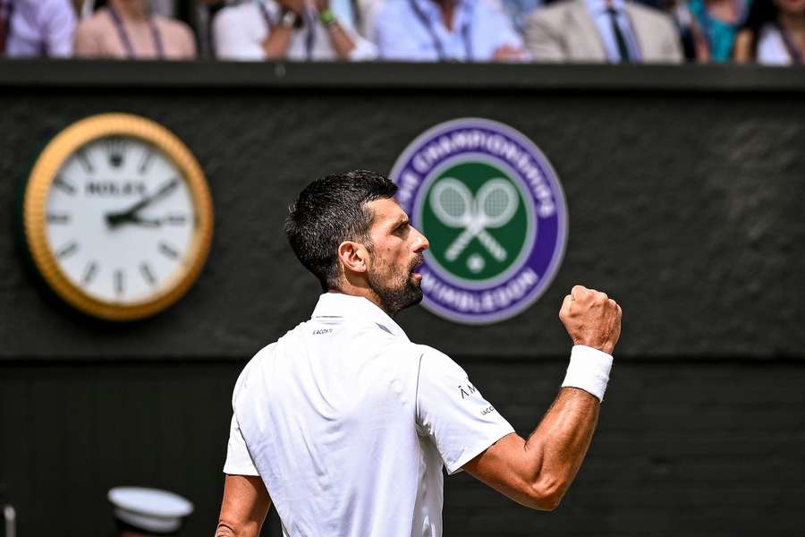 Djokovic celebrates a hard-fought win