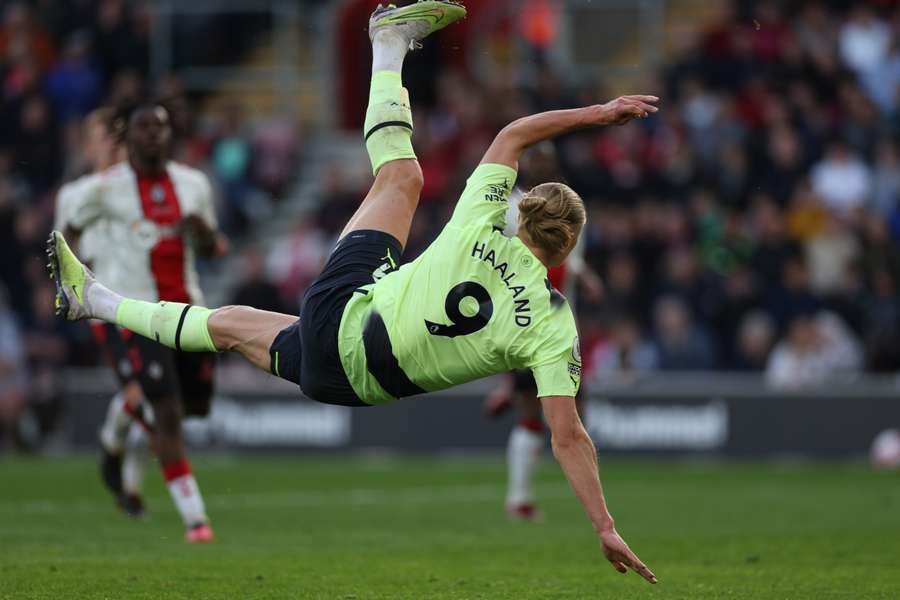 The Norwegian's second goal was special as the giant striker acrobatically volleyed home Jack Grealish's cross with an overhead kick