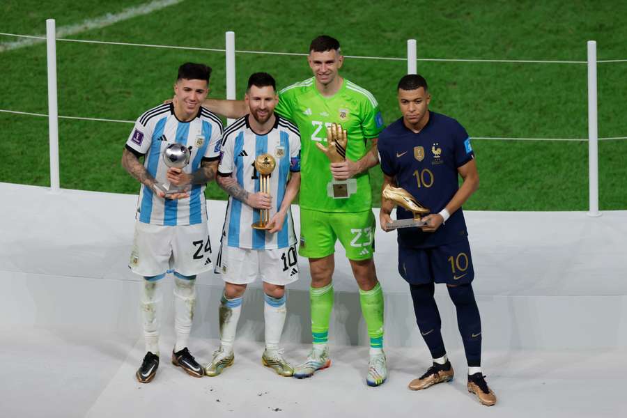 Left to right: Fernandez, Messi, Martinez and Mbappe