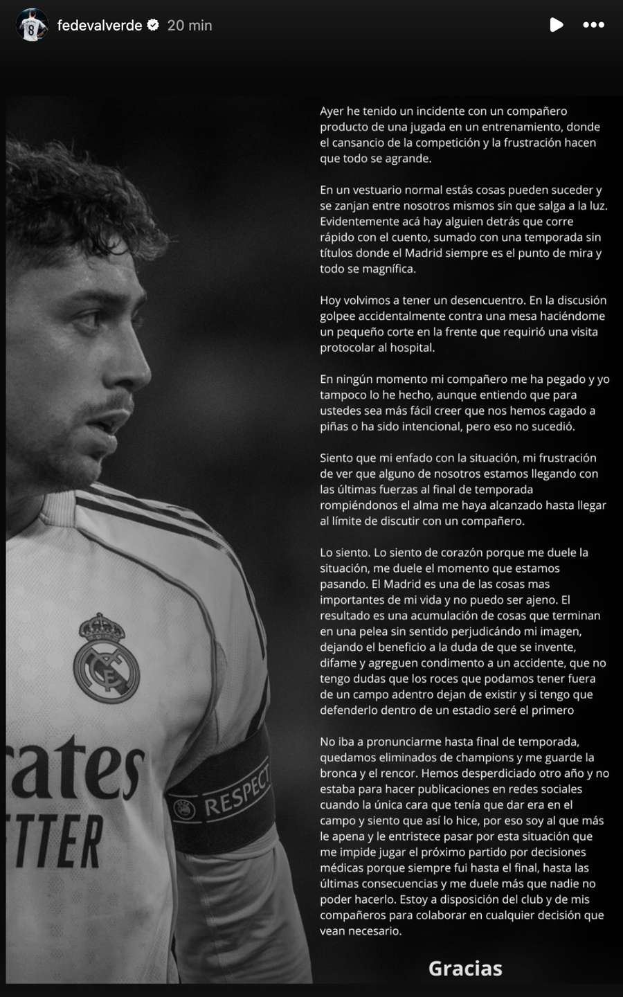 Publicación de Fede Valverde