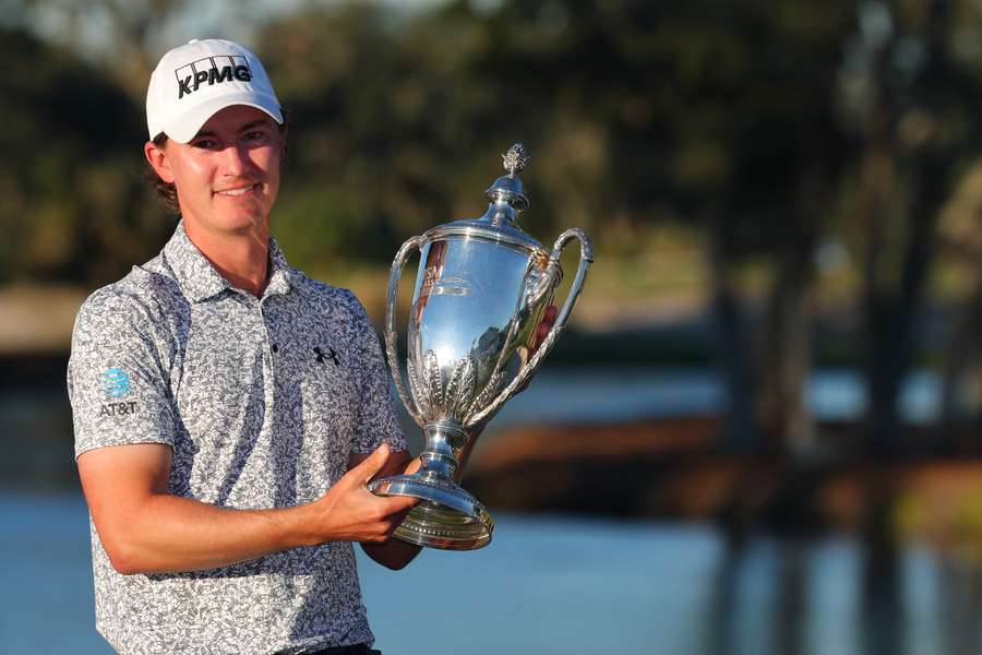 Maverick McNealy is all smiles after winning his first PGA Title