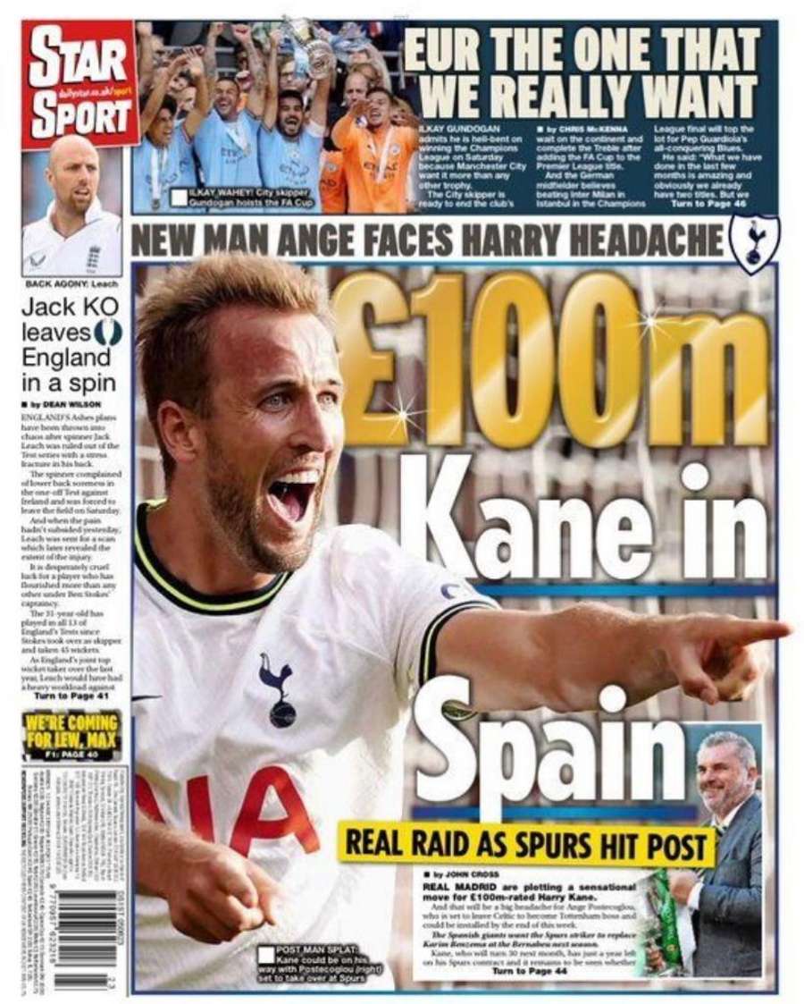 Noticia del Daily Star sobre Harry Kane