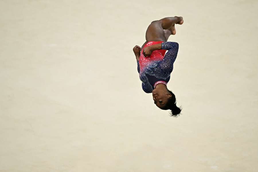 Biles in action in Paris