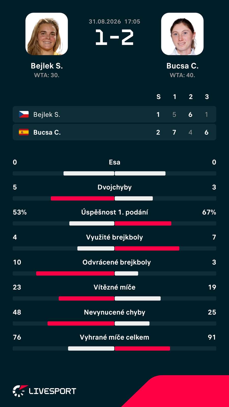 Statistika zápasu.
