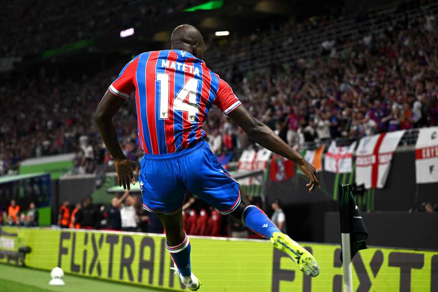 Crystal Palace Jean-Philippe Mateta celebrates his goal in the final Crystal Palace Jean-Philippe Mateta celebrates his goal in the final