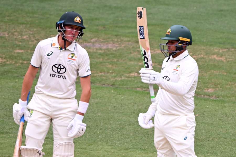 Marnus Labuschagne and Usman Khawaja batting together in last year's Boxing Day Test in Melbourne.