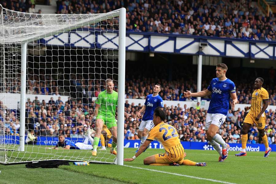 Pickford was beaten by Mitoma