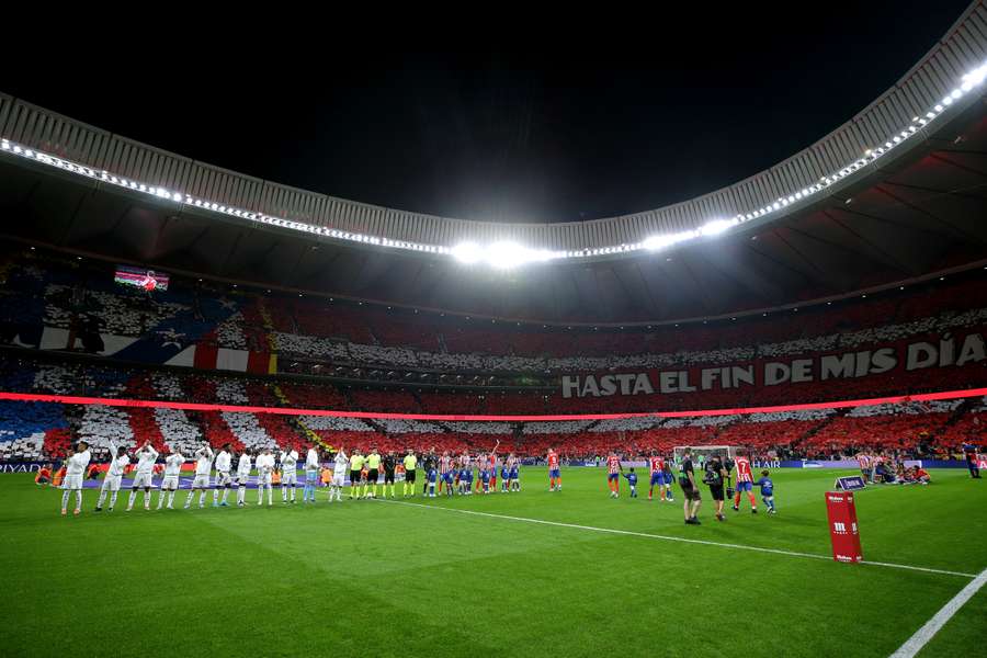 O Metropolitano antes do início do jogo entre o Atlético de Madrid e o Real Madrid.