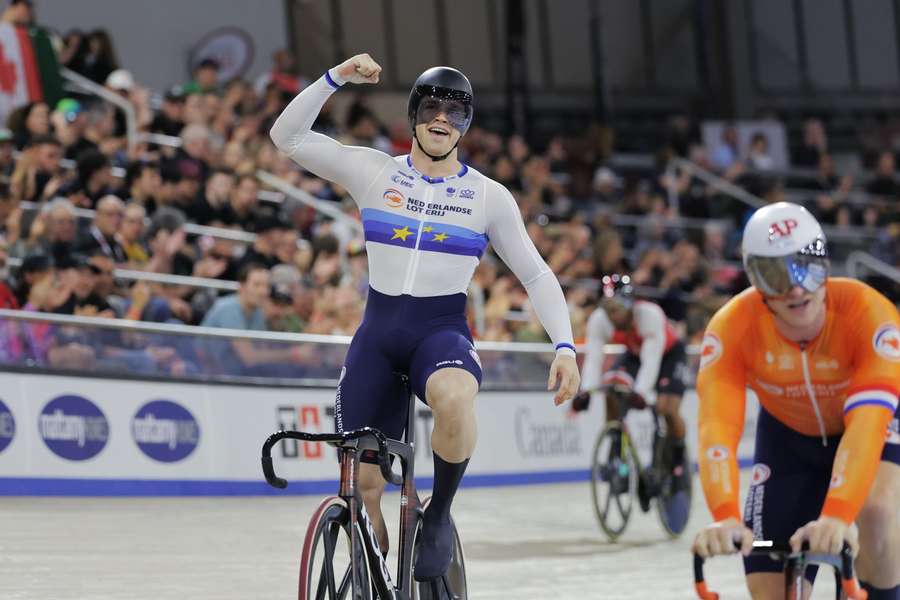 Harrie Lavreysen was het snelste op de keirin in Milton