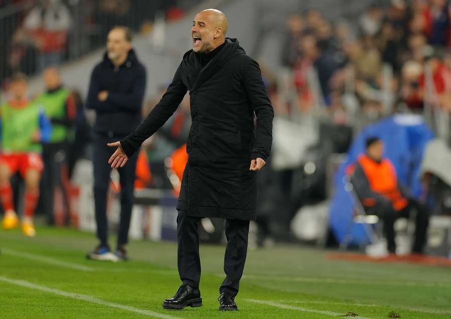 Pep Guardiola reacts from the sidelines as we go into the final 10 minutes Pep Guardiola reacts from the sidelines as we go into the final 10 minutes