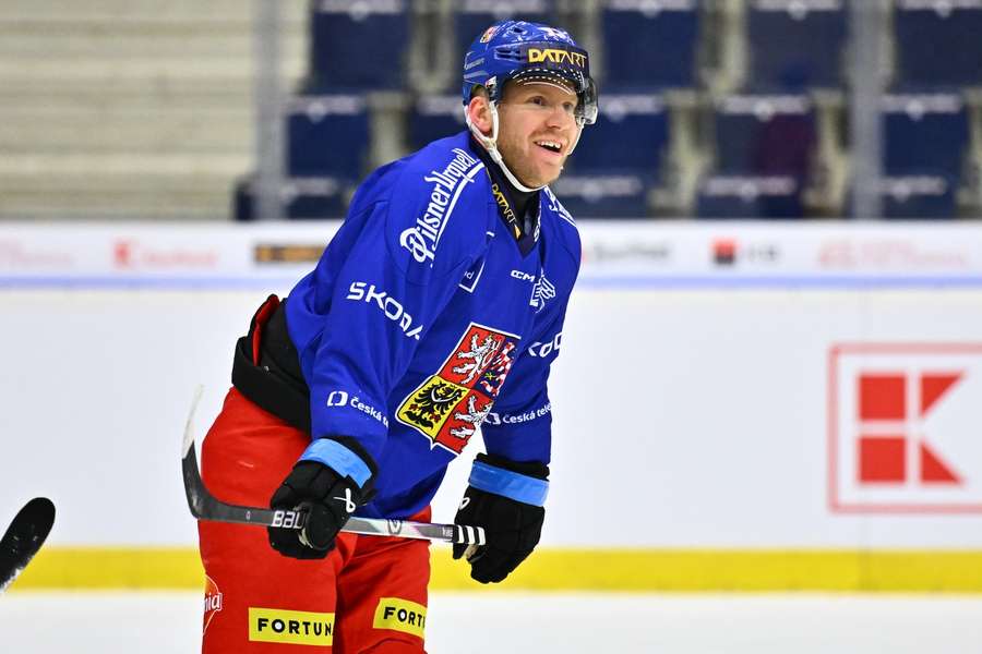 Ondřej Kaše na tréninku národního týmu.