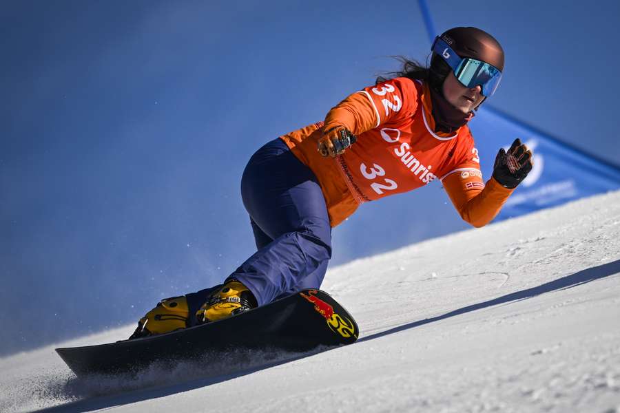 Michelle Dekker in actie op de parallelslalom