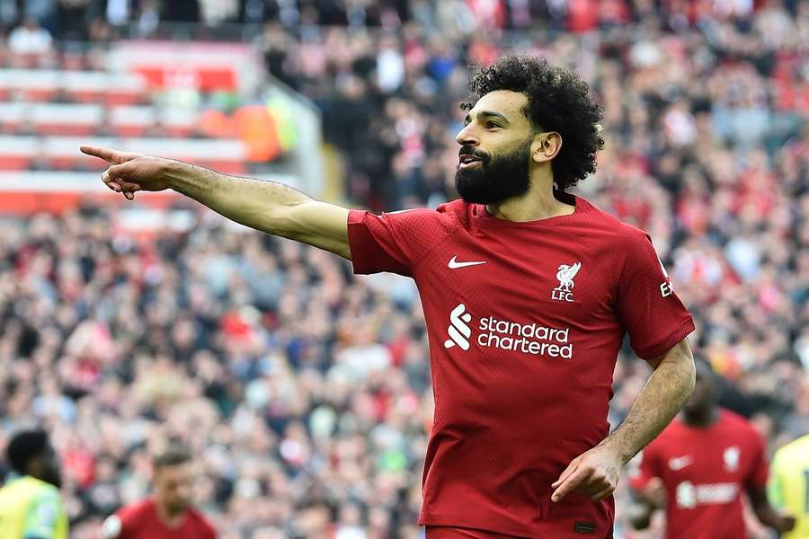 Mohamed Salah viert de 3-2 van Liverpool