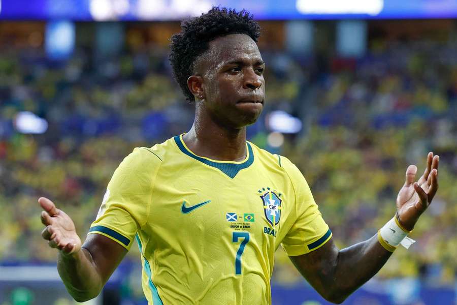 Vinícius Júnior, do Brasil, na vitória por 3 a 0 sobre a Escócia