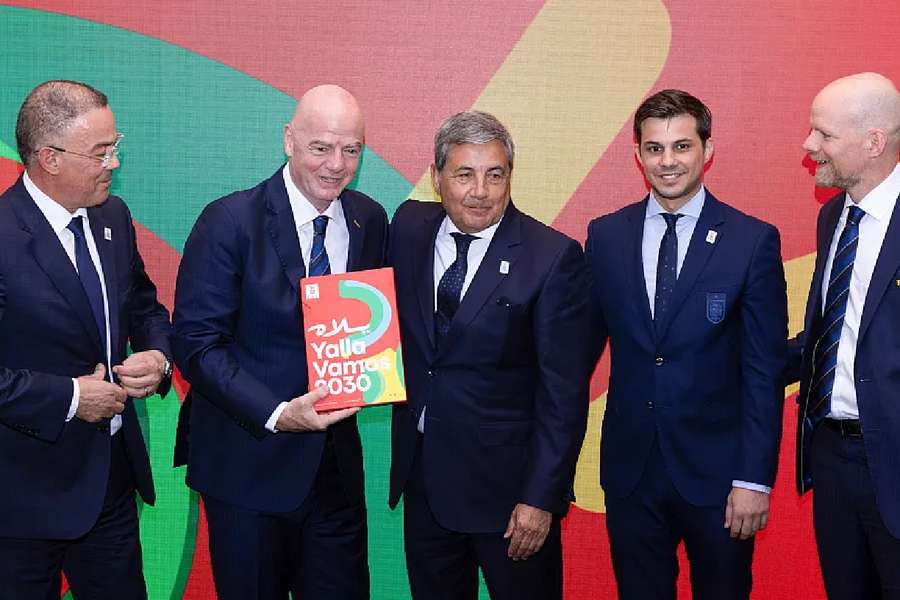 Infantino, durante un acto de presentación de la candidatura ibérica