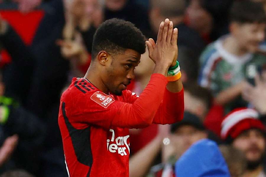 Manchester United’s Amad Diallo celebrates goal in FA Cup quarter-final last season