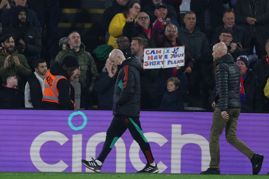 Erik ten Hag, treinador do Manchester United, no final da partida