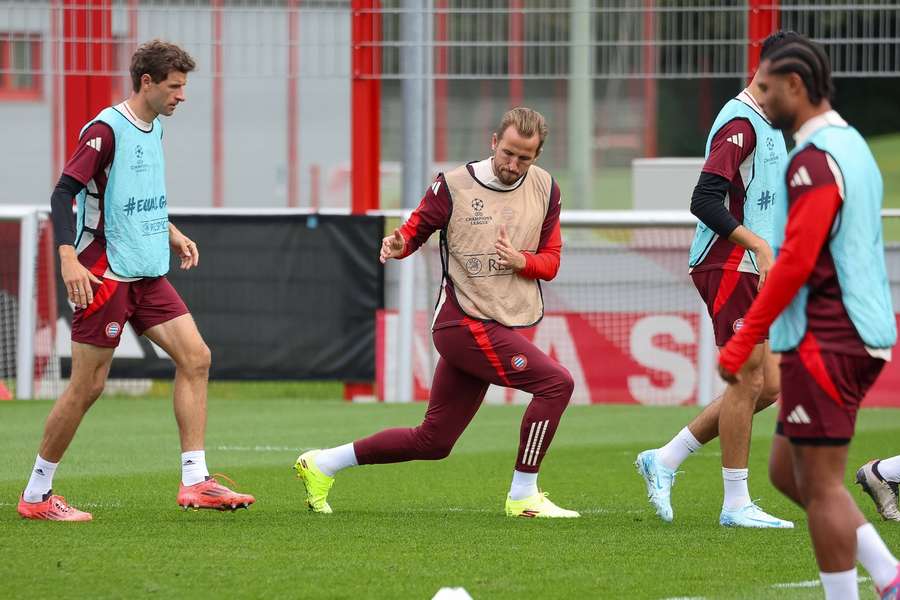 Harry Kane op de groepstraining van Bayern München