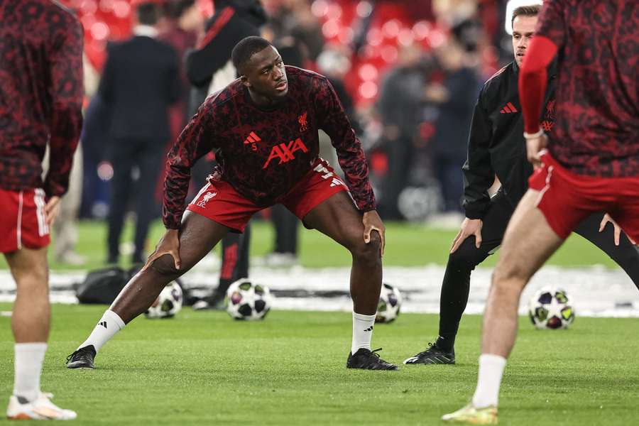 Ibrahima Konaté à l'échauffement cette semaine.