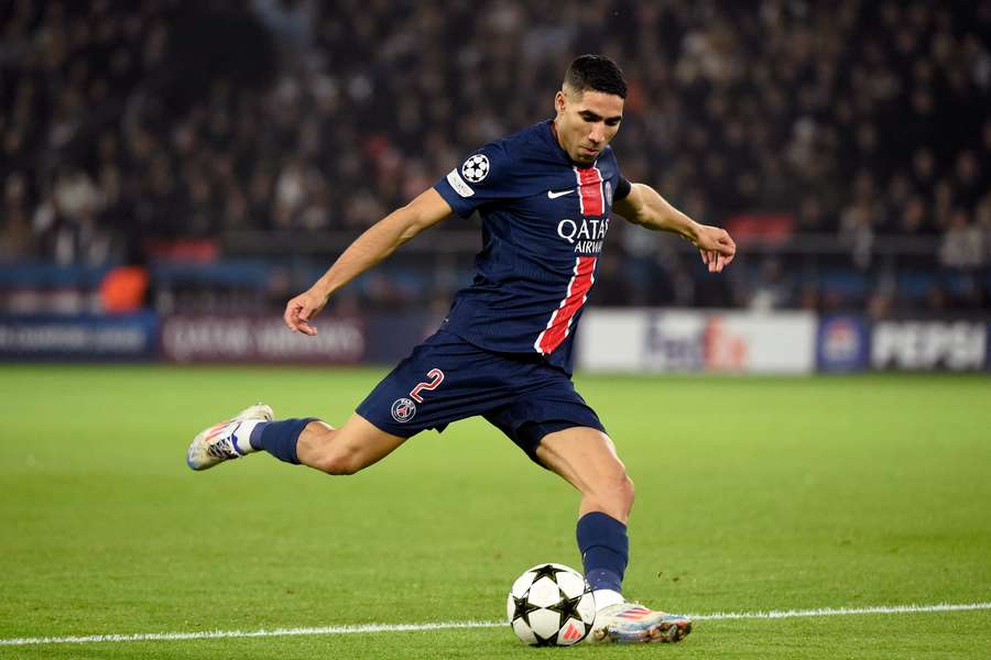 Achraf Hakimi, durante el partido contra el Atlético de Madrid de Champions