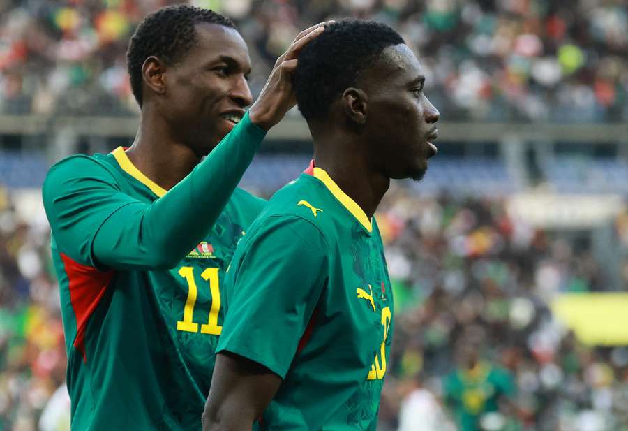Senegal's Ismaila Sarr celebrates scoring their second goal with Nicolas Jackson Senegal's Ismaila Sarr celebrates scoring their second goal with Nicolas Jackson