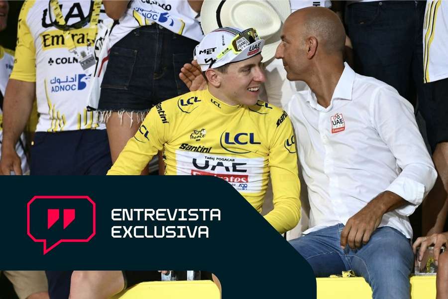 Pogačar y Matxin tras su triunfo en el último Tour de Francia