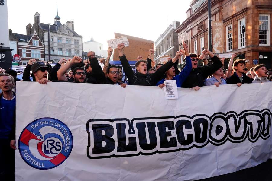 Protesting Chelsea fans in west London Protesting Chelsea fans in west London