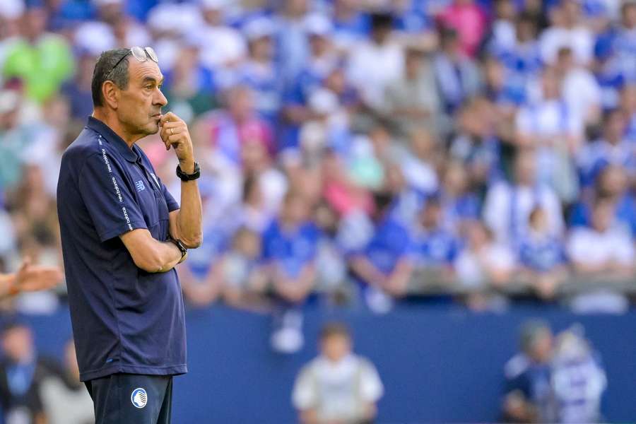 Maurizio Sarri durante il match tra Schalke 04 e Atalanta