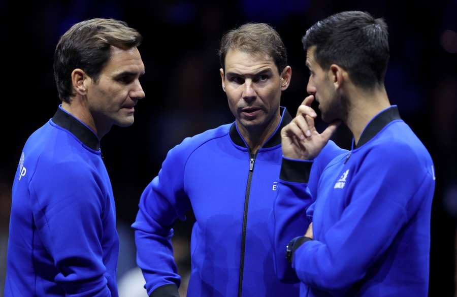 Roger Federer, Rafael Nadal e Novak Djokovic alla Laver Cup 2022 Roger Federer, Rafael Nadal e Novak Djokovic alla Laver Cup 2022