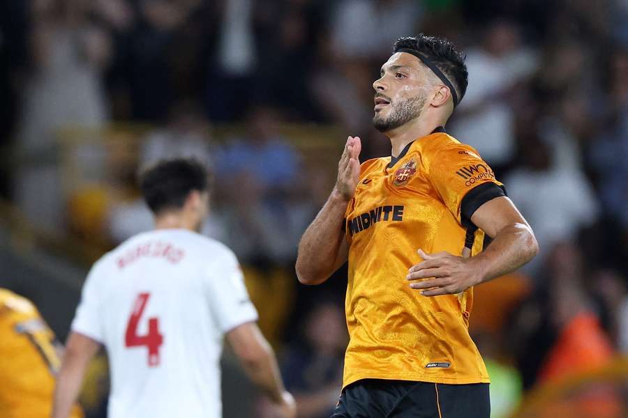 Raul Jimenez celebrates his late goal