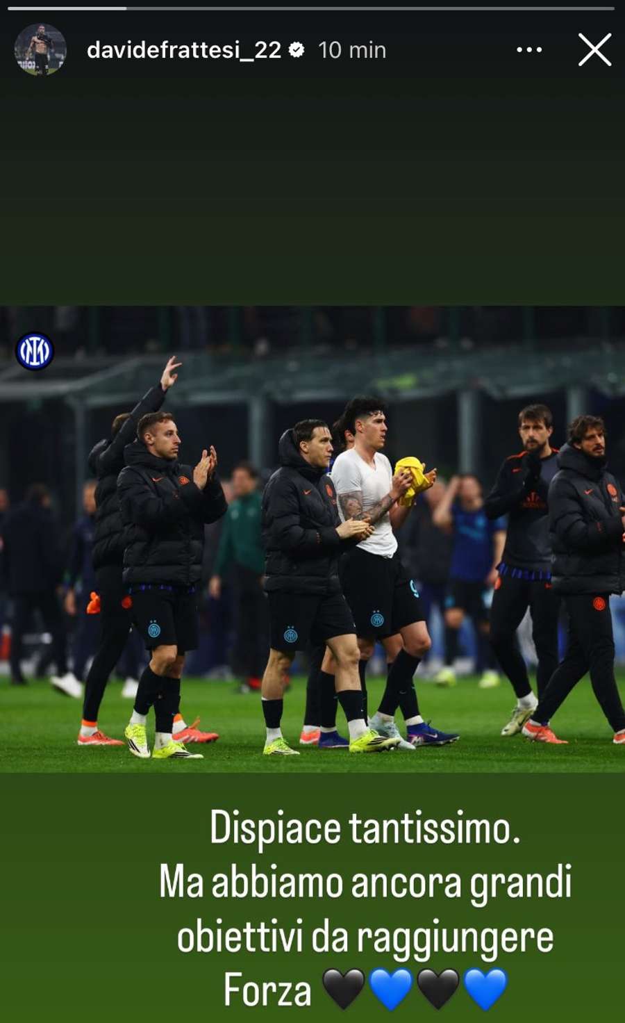 Il messaggio postato su Instagram