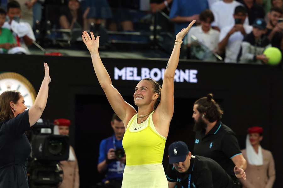 Sabalenka après sa victoire ce dimanche. Sabalenka après sa victoire ce dimanche.