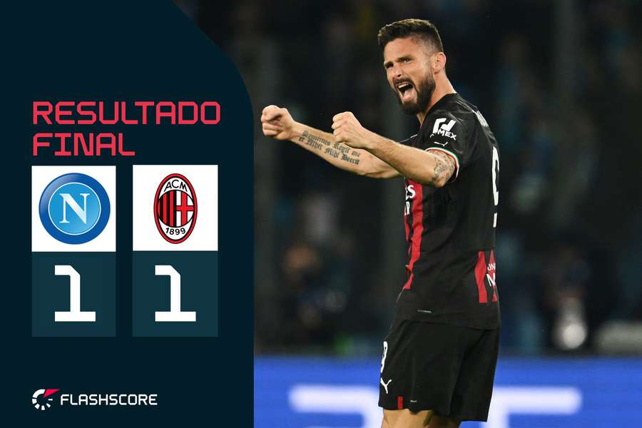 Giroud inaugurou o marcador a passe de Rafael Leão