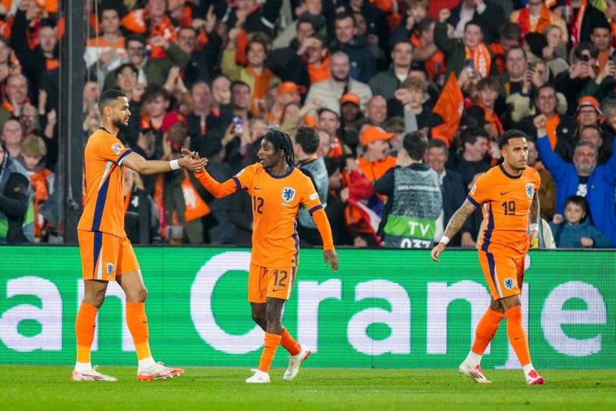 Cody Gakpo, Jeremie Frimpong and Justin Kluivert in the Netherlands' clash with Spain