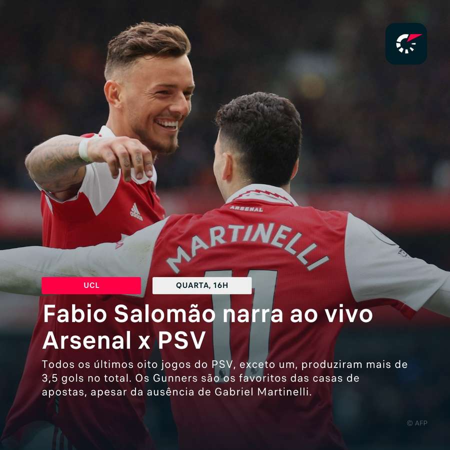 PSV x Arsenal: saiba onde assistir ao jogo de hoje