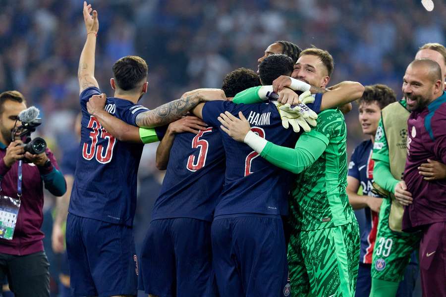 I giocatori del PSG al termine di PSG-Inter