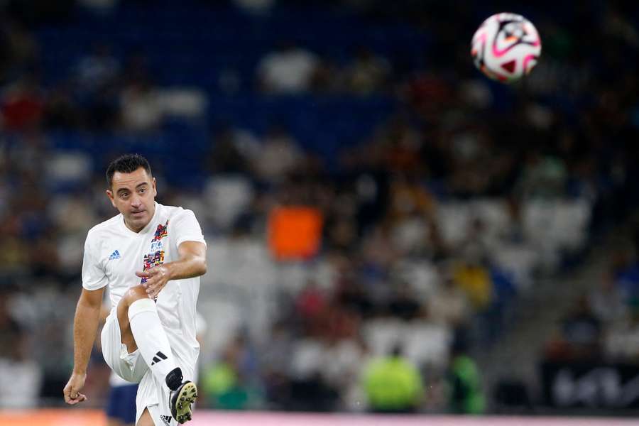 Xavi, durante un partido de leyendas en México